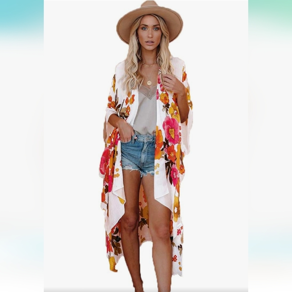 Gorgeous Flowing Boho Floral Kimono